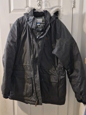 Columbia Men's Gray Hooded Heavyweight Parka Jacket XXL Fur Trim Outdoor