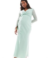 NWT ASOS Maternity Wrap Front Midi Dress Mint Green Women’s Size 10