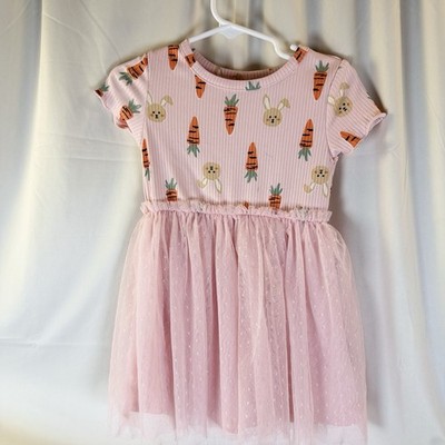 Wonder Nation Spring Bunny Tulle Carrot Twirl Dress Pink 2T Spring Summer