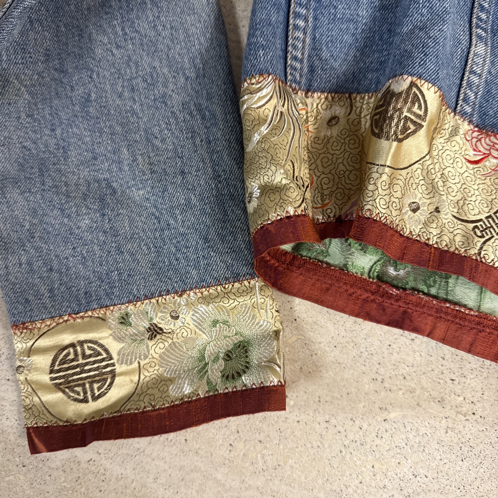 Gap Denim Jacket Reworked Patchwork Embroidered F… - image 10