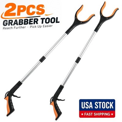 2PCS Heavy Duty Grabber Reacher Tool Trash Picker Long Reach Pick Up Stick