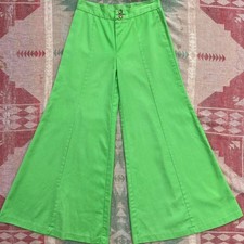 1970s neon green ultra wide leg bell bottoms pants
