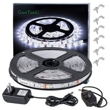 White LED Strip Lights, Waterproof Cuttable 300 SMD 2835 LED Tape, 6000K 12V ...