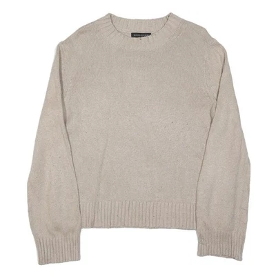 BANANA REPUBLIC Femme Beige Jersey Simple Coton Mélangé Col Rond Maille M - Photo 1/4