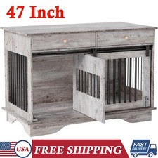 47 Inch Furniture Style Dog Pet Crate Wooden Kennel Cage with Removable Divier