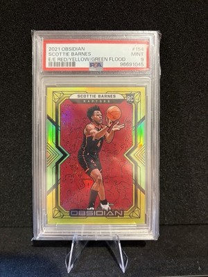 2021-22 Panini Obsidian Scottie Barnes Electric Red Yellow & Green