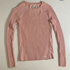 Abercrombie & Fitch Women's Pink Ribbed Long Sleeve Sweater Top Size M Crew Neck
