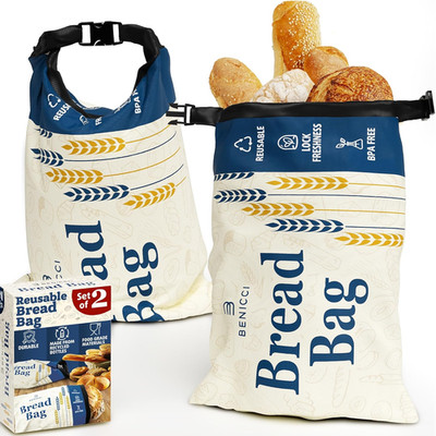 2 Pack Reusable Bread Bags - Perfect to Store Homemade Sourdough Loaf Breads - S