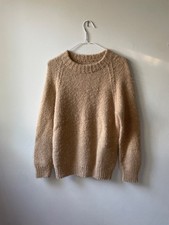 Unisex Vintage 70s Tan Brown Knit chunky handmade sweater