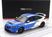 Modellauto Statisch True Scale Honda Civic Type R 2023 Blau Weiss Massstab 1/43