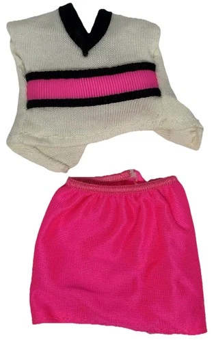 Vintage Barbie Doll | Pink Skirt, White Top 2-Piece Outfit