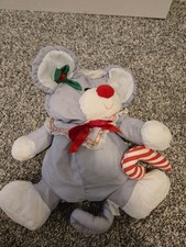 Vintage Fisher Price Puffalump Stuffed Animal Gray Christmas Mouse