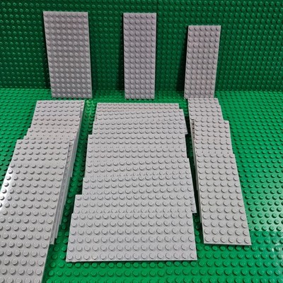 LEGO Light Bluish Gray Plate Lot - 24pc 8x16 92438 6x16 3027 6x14 3456 MOC