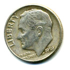 1959 D Roosevelt Dime US 10 Cent U.S America SILVER UNITED STATES 10c Coin #7390 — photo 1