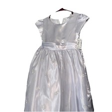 New With Tags Girls Sz 8 White Satin Communion/ Flower Dress Easter Wedding