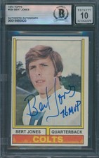 1974 Topps #524 Bert Jones Signed Rookie Card Beckett Authentic Auto 10 BAS