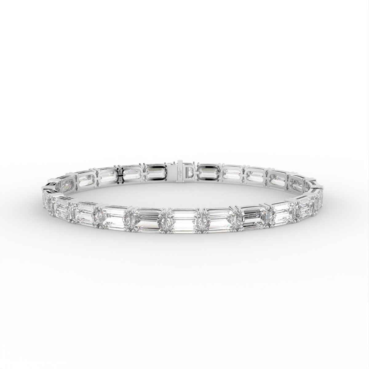 Brazalete de diamantes cultivados en laboratorio de oro blanco de 18 quilates corte ASHOKA 15,36 quilates brillante