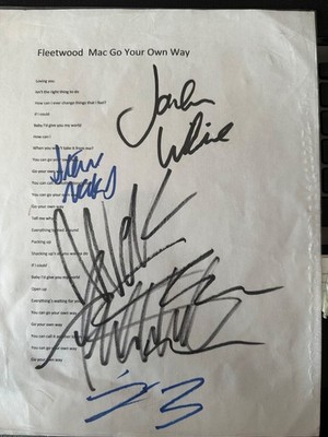 SIGNIERT! Fleetwood Mac Songsheet Go Your Own Way 4fach signiert