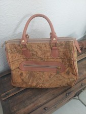 Bag Handtasche Ledertasche  Kunstleder Leder Tasche Landkarte cognac braun Koffe