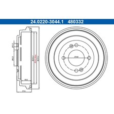 Bremstrommel ATE 24.0220-3044.1 (2 Stk.) für Hyundai Kia I10 I Rio II Accent III