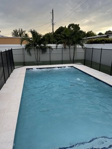 Rectangle Concrete In Ground Pool Blue White Easy Installation with Safety Fence