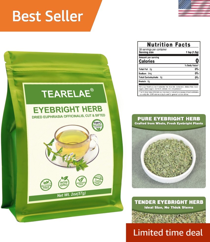 Organic Eyebright Tea - Rich in Antioxidants & Caffeine-Free - 2oz Loose Leaf