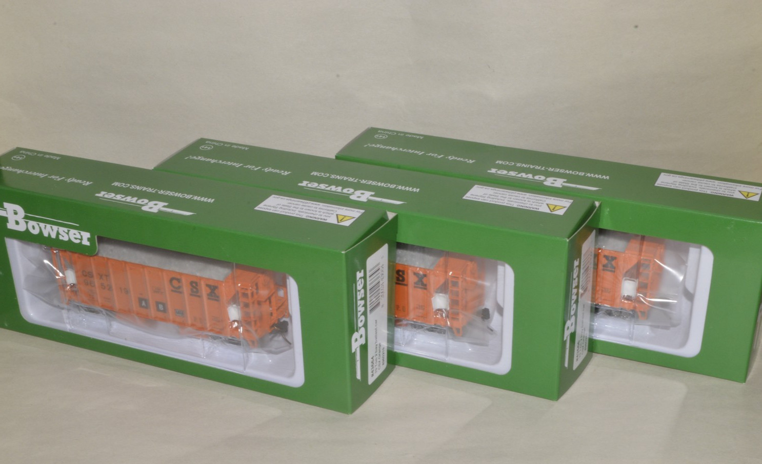 HO scale Bowser CSX Transportation RR MW ACF ballast hopper cars lot set of 3