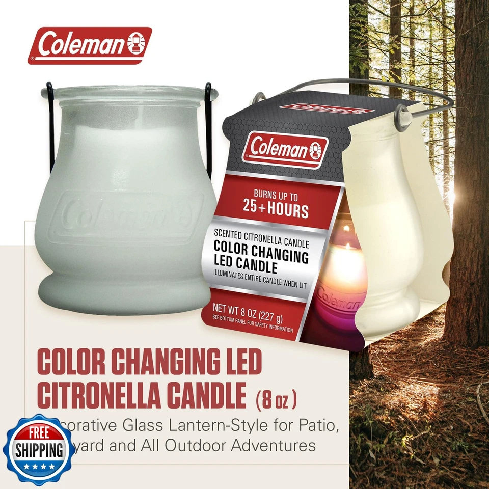 Coleman Color Changing LED Citronella Outdoor Scented Candle, 25+ Hours Burn  - Image 2 of 4