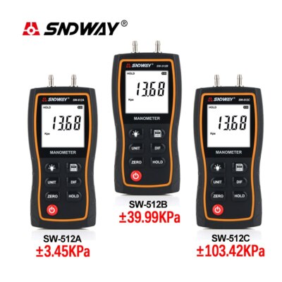 Handheld Differential Pressure Gauge Meter Vacuum Portable Digital Manometer