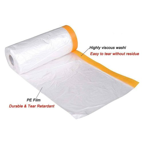 120M - 2700mm Drop- 6 Rolls Painting Masking Film Sheet Pre-Taped Plastic Cloth - Picture 4 of 9