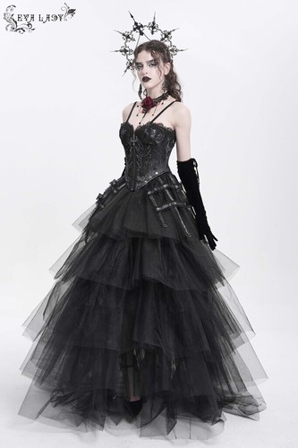 Eva Lady Women Black Red Gothic Sexy Lace Chain Overbust Corset Tops - Bild 17 von 29