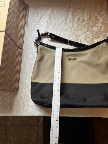 Kate Spade New York Hobo Shoulder Bag Nylon Colorblock Black/khaki - Picture 10 of 10