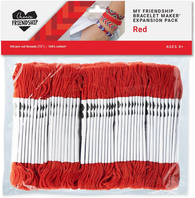 , My Friendship Bracelet Maker Red Expansion Pack, 100 Pre-Cut Threads (Embroide
