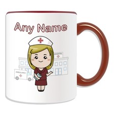Personalisiertes Geschenk NHS Krankenschwester rot blond Tasse Geburtstag Weihnachten Name Text Sie