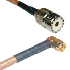 RG400 SO239 UHF Female to RP-SMA MALE ANGLE RF Cable FAST-SHIP LOT