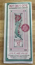 Art Deco Bookmark And Card Cross Stitch Kit Rose Stained Glass Gift Craft