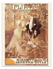 Flirt 1898  by ALPHONSE MUCHA Vintage French Poster -Unframed- Premium Art Print