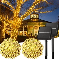 Solar String Lights Outdoor, 2 Pack Total 80FT 200 40 FT 2Pack, Warm White 