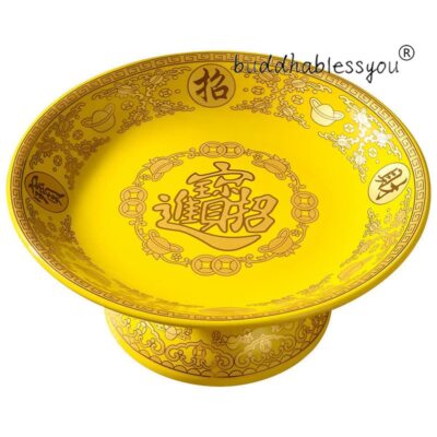 6.6inch Ceramic Fruit Plate Home Buddha Wealth God Fruit Dish Buddhist Supplies