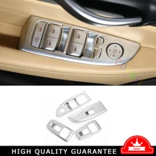 Car Glass Window Lifting Lock Panel Trim For BMW 7 Series 2016-2022 Matte Silver
