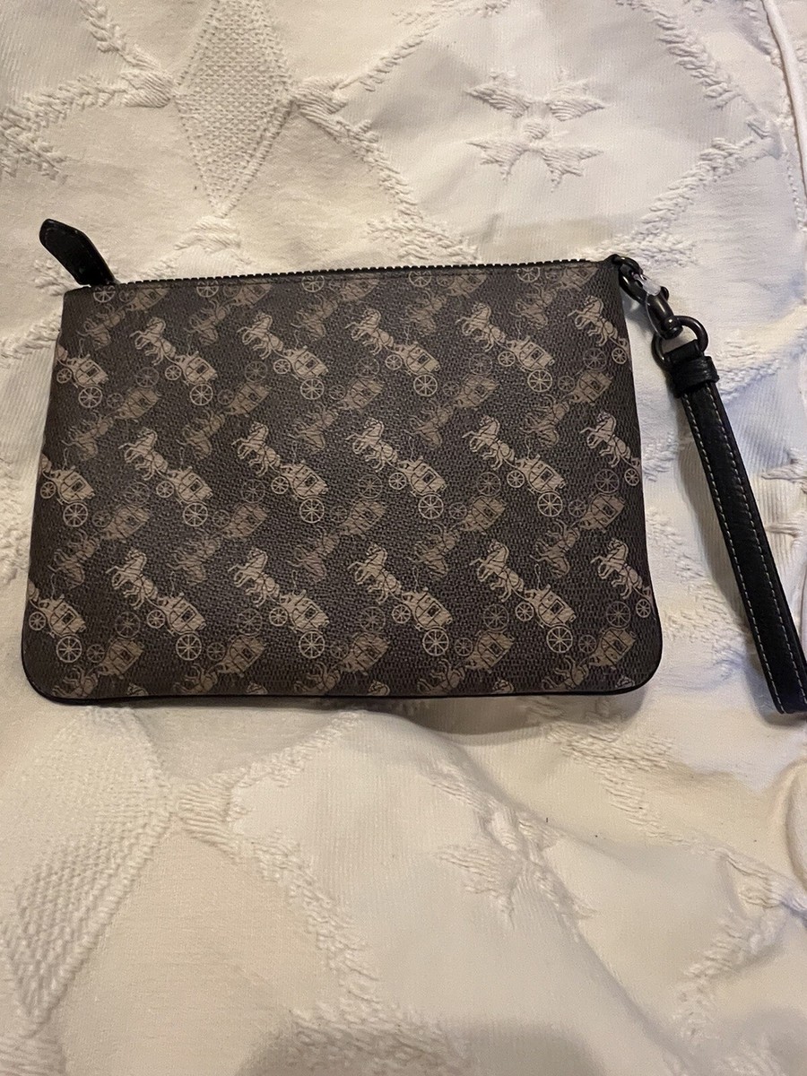 COACH Large Front Zip Wristlet With Horse And Carriage Print COACH Large Front Zip Wristlet With Horse And Carriage Print