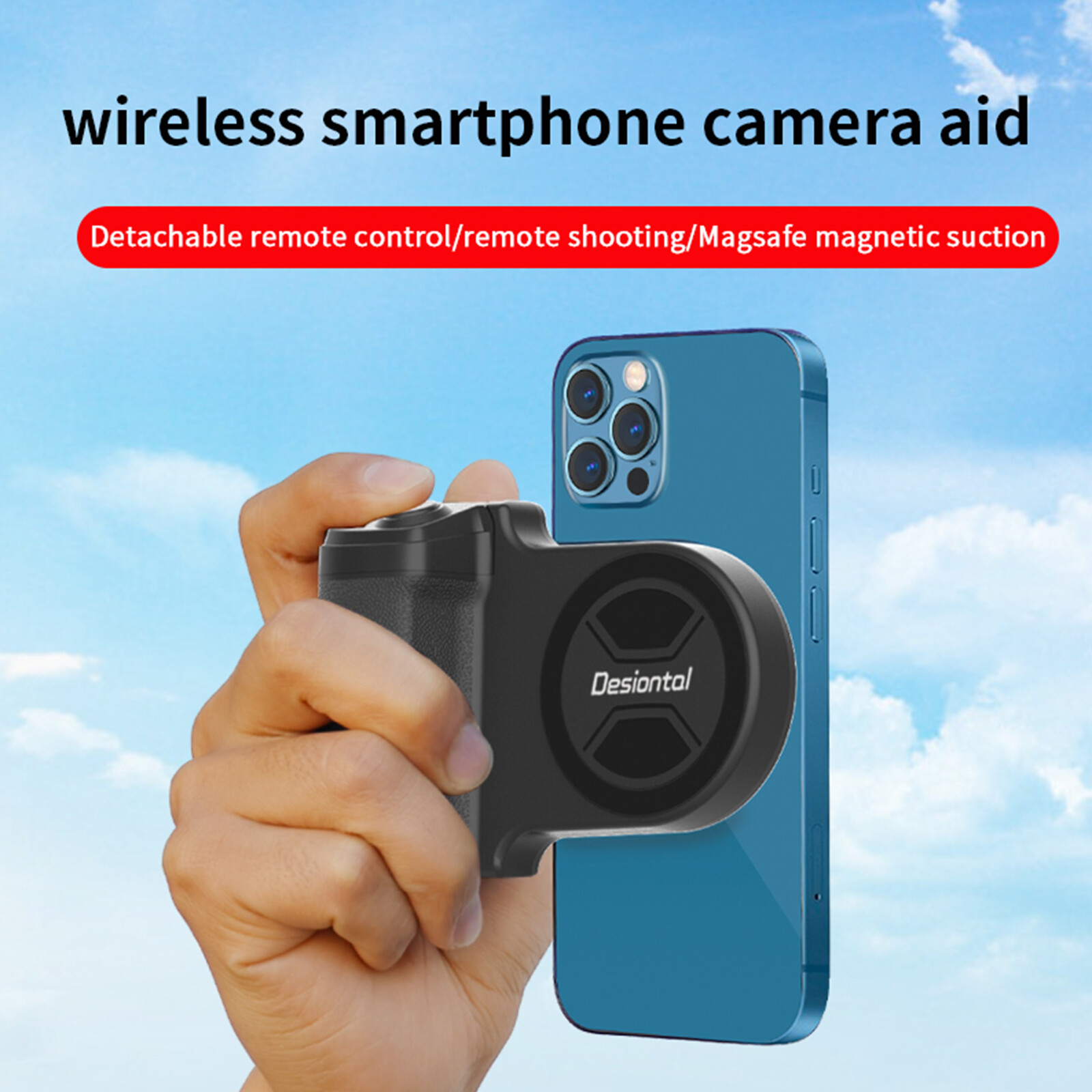 Magnetic Selfie Clip PH-30b with Wireless Suction Handle for Mobile Phones
