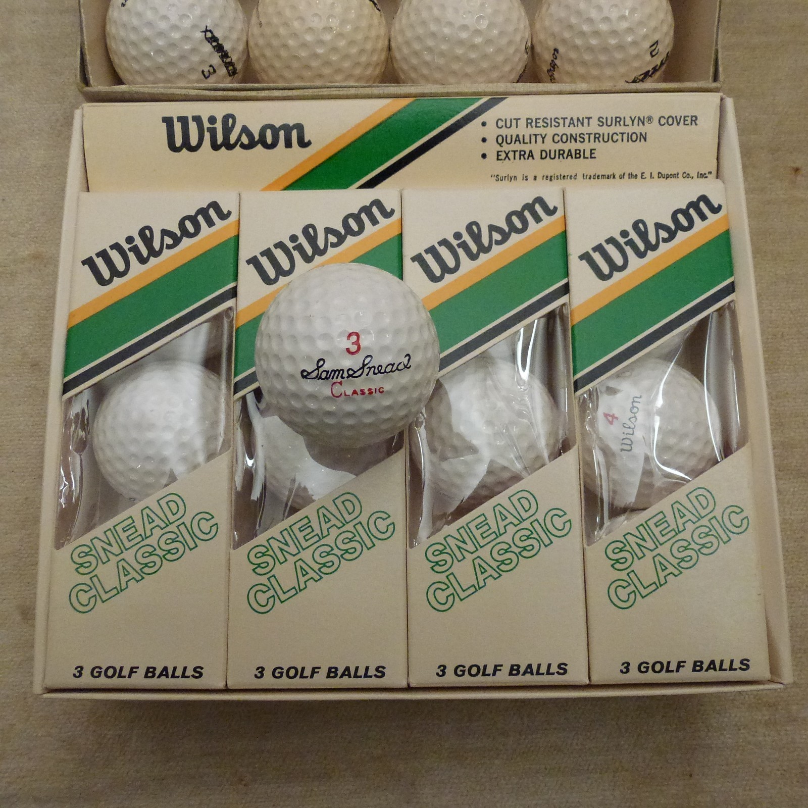 12 SAM SNEAD SIGNATURE LOGO GOLF BALL WILSON SURLYN COVER +12 M C X OUT