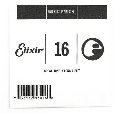 Elixir Anti-Rost Plain Steel 16 (0,016'') Gitarre Einzelsaite 16 Stärke Single