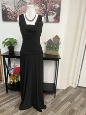 NW Nightway Women’s A Line Draped Dress Size  4 slinky ruched Sleeveless Black