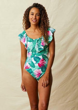 Matilda Jane Enchanted Garden Palm Tree Paradise One-Piece Ruffle Swimsuit Small