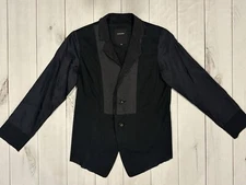 Pas de Calais Shirt Blazer Lightweight Button Wool Cotton Black Grey Sz 36 Small