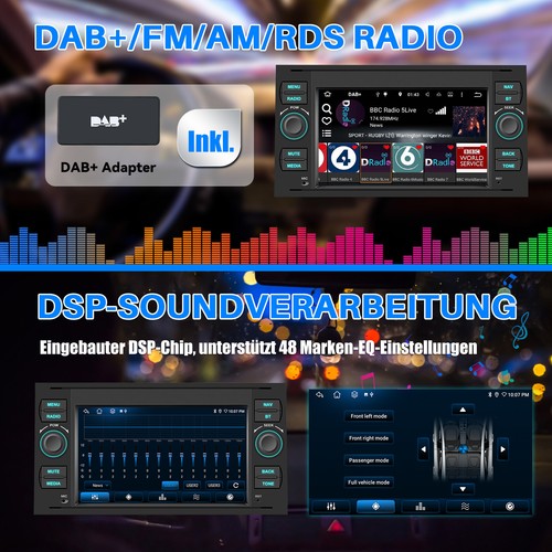 DAB+ Carplay Android 13 Autoradio Für Ford Transit S-Max Focus Kuga Fusion Navi - Bild 13 von 15
