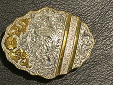 VTG CRUMRINE WESTERN OVAL BELT BUCKLE