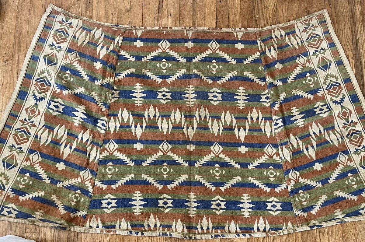 Vintage Native American Indian Wrap Skirt, Beige/Blue/Orange Vintage Native American Indian Wrap Skirt, Beige/Blue/Orange